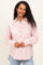 Pink Oversized Striped Button Down Long Sleeve Maternity Shirt