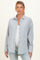 Blue Oversized Striped Button Down Long Sleeve Maternity Shirt