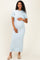 Sky Tie Neck Short Sleeve Knit Maternity Dress