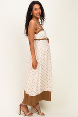 Natural Polka Dot Maternity Maxi Dress