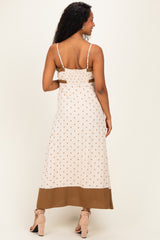 Natural Polka Dot Maternity Maxi Dress