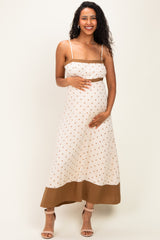 Natural Polka Dot Maternity Maxi Dress