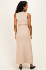 Oatmeal Bow Knit Maternity Maxi Dress