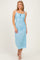 Light Blue Sleeveless Lace Midi Dress