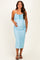Light Blue Sleeveless Lace Maternity Midi Dress