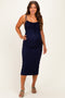 Navy Sleeveless Lace Maternity Midi Dress