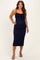 Navy Sleeveless Lace Maternity Midi Dress