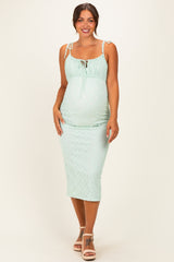 Mint Sleeveless Lace Maternity Midi Dress