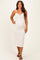 Beige Sleeveless Lace Maternity Midi Dress