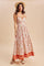 Terracotta Printed Cutout Tie Back Maxi Dress