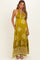 Olive Palm Printed Smocked Halter Maternity Maxi Dress