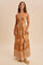Sandalwood Printed Smocked Halter Maxi Dress