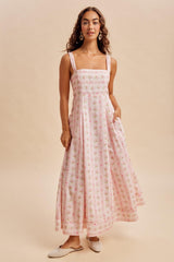 Pink Peony Floral Maternity Maxi Dress