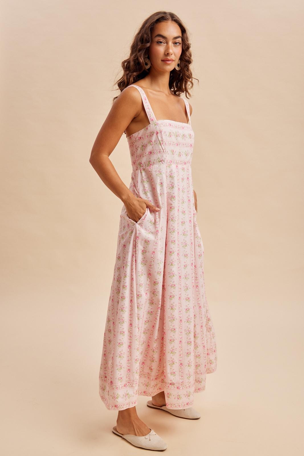 Pink Peony Floral Maxi Dress
