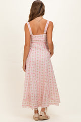 Pink Peony Floral Maternity Maxi Dress