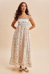 Creme Floral Sleeveless Maternity Maxi Dress