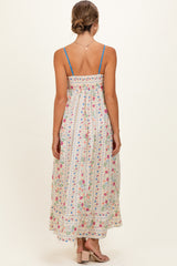 Creme Floral Sleeveless Maternity Maxi Dress