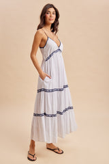 Off-White Printed Lace Tiered Maxi Dress