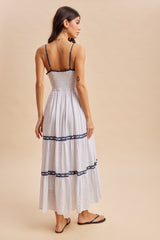 Off-White Printed Lace Tiered Maxi Dress