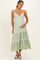 Mint Cream Printed Lace Tiered Maternity Maxi Dress