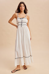Off-White Lace Ribbon Detail Maternity Maxi Dress