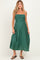 Kelly Green Smocked Thin Strap Maternity Midi Dress
