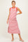 Red Striped Solid Trim Sleeveless Maternity Midi Dress