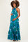 Green Printed Open Cross Back Maternity Maxi Dress