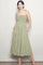 Olive Gingham Smocked Midi Dress