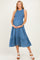 Denim Smocked And Tiered Maternity Maxi Dress