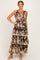 Brown Floral Sleeveless Flounce Tiered Maxi Dress