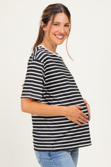Black Ivory Stripe Relaxed Fit Maternity Tee
