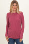 Mauve Ribbed Scoop Neck Long Sleeve Top
