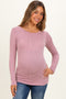 Lavender Ribbed Scoop Neck Long Sleeve Maternity Top