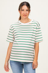 Green Multi Stripe Relaxed Maternity Tee