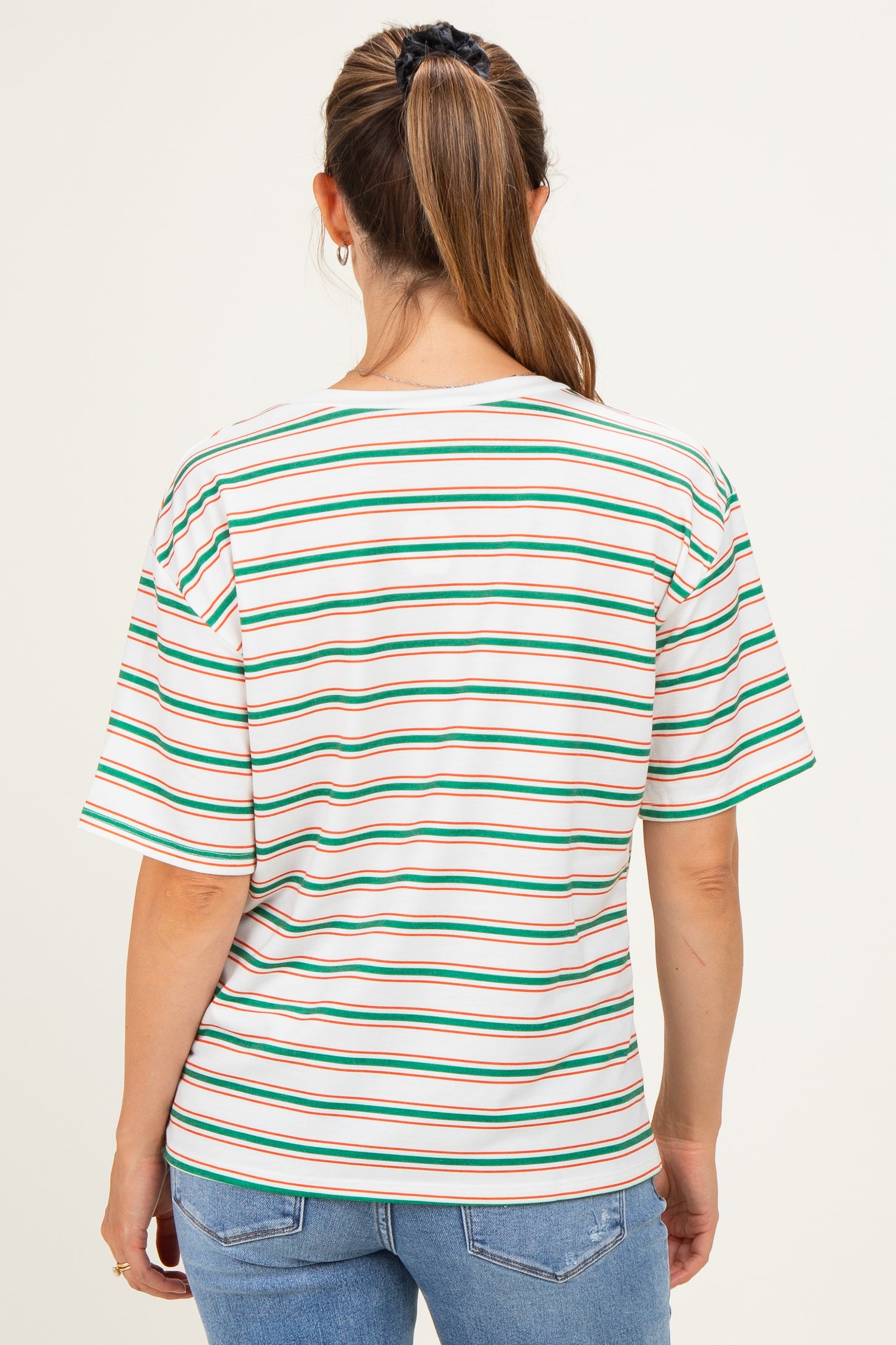 Green Multi Stripe Relaxed Maternity Tee