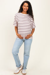 Navy Multi Stripe Relaxed Maternity Tee