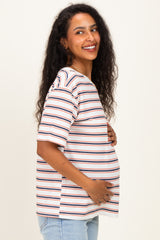 Navy Multi Stripe Relaxed Maternity Tee