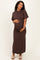 Brown Drop Shoulder Ruched Maternity Maxi Dress