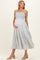 Cream Blue Floral Smocked Tiered Maternity Midi Dress