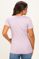 Lavender Basic Crew Neck Maternity Tee