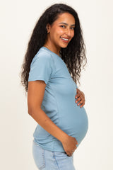 Slate Basic Crew Neck Maternity Tee