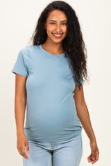 Slate Basic Crew Neck Maternity Tee