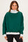 Green Colorblock Cowl Neck Sweatshirt