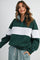 Green Colorblock Quarter Zip Sweatshirt