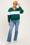 Green Colorblock Quarter Zip Maternity Sweatshirt