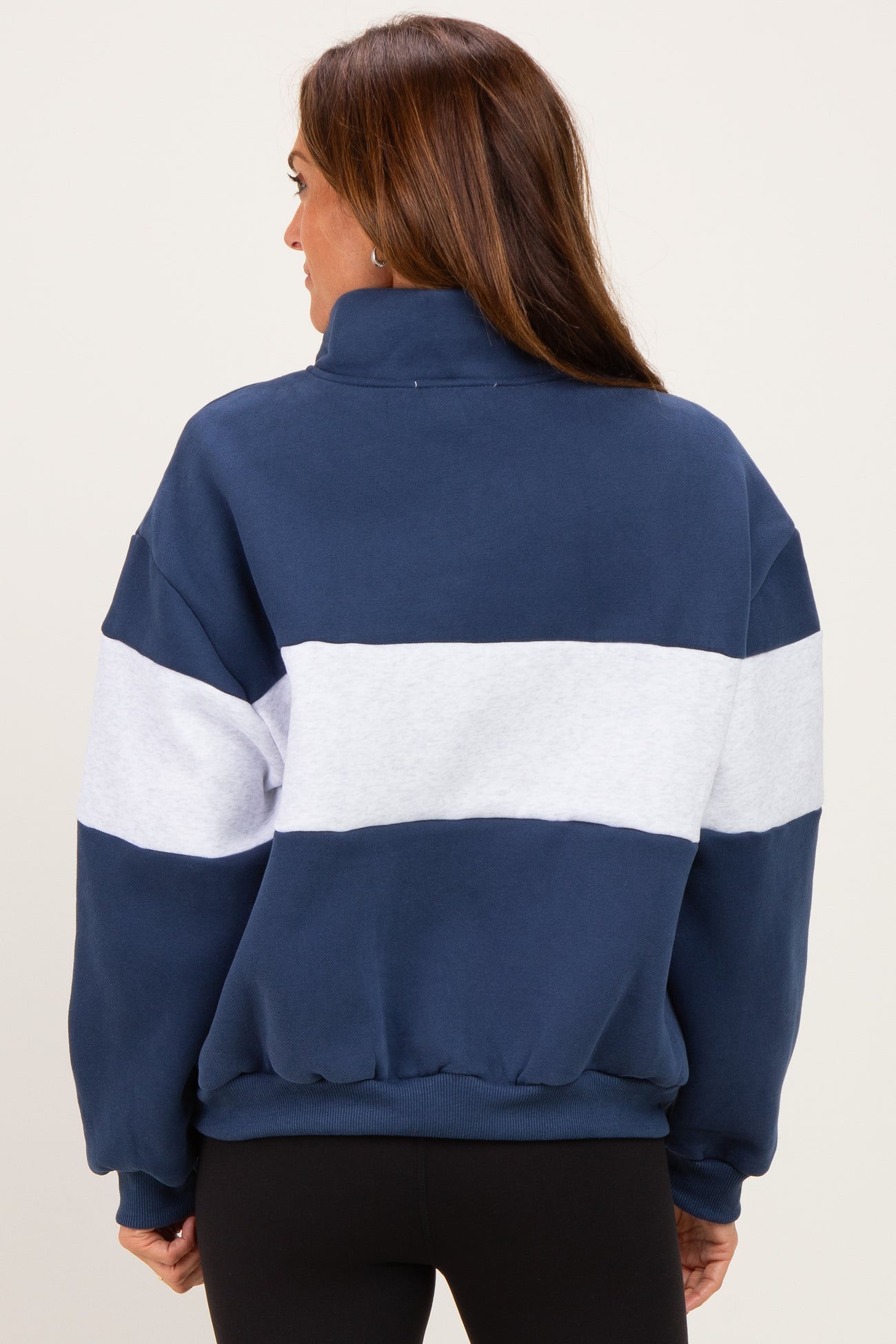 Navy Colorblock Quarter Zip Sweatshirt