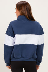 Navy Colorblock Quarter Zip Sweatshirt