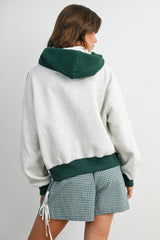 Hunter Green Colorblock Pullover Hoodie
