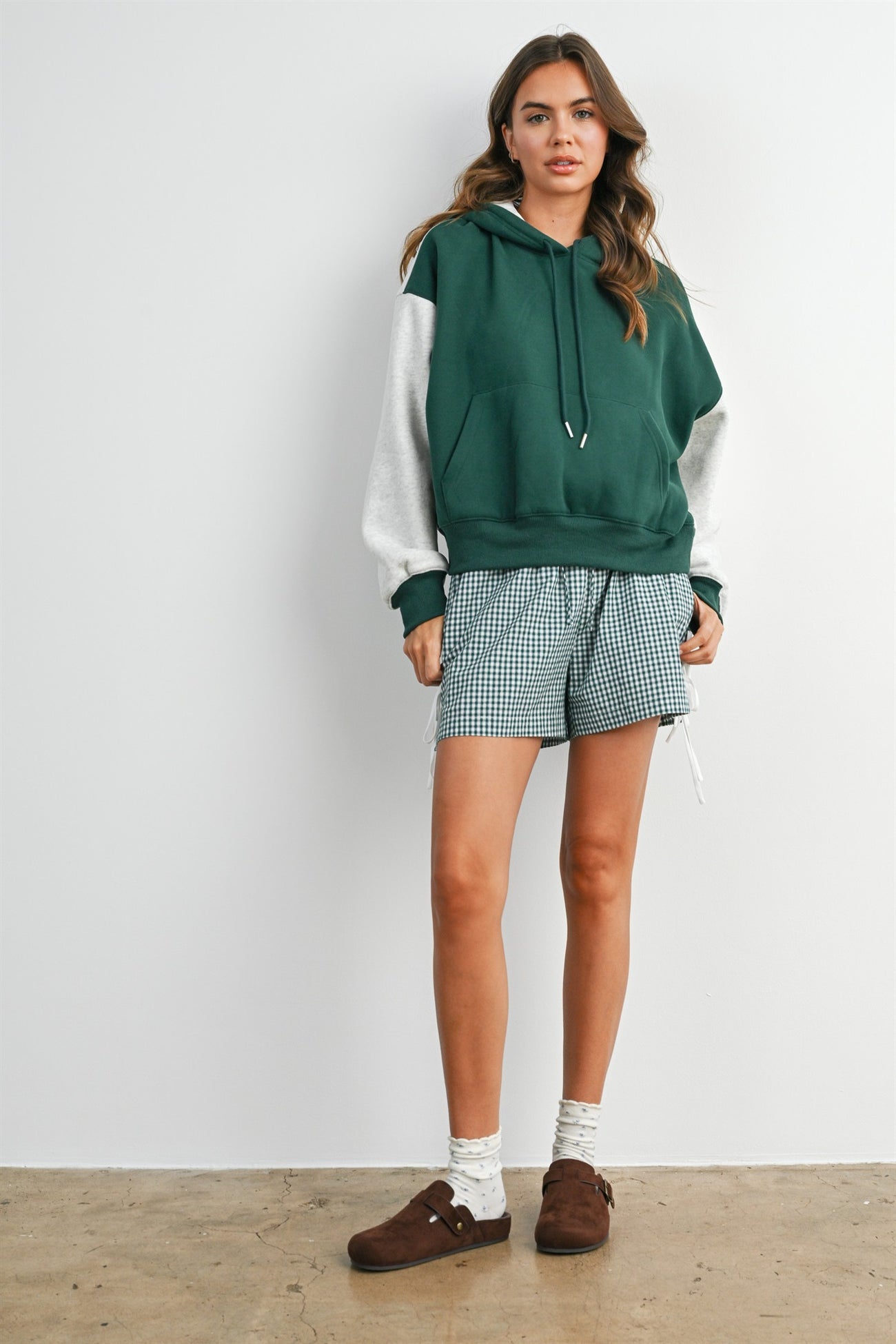 Hunter Green Colorblock Pullover Hoodie